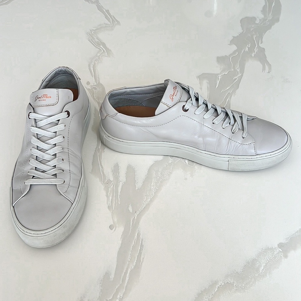 Good Man Brand Light Gray Leather Lace Up Sneakers Mens Sz 9.5